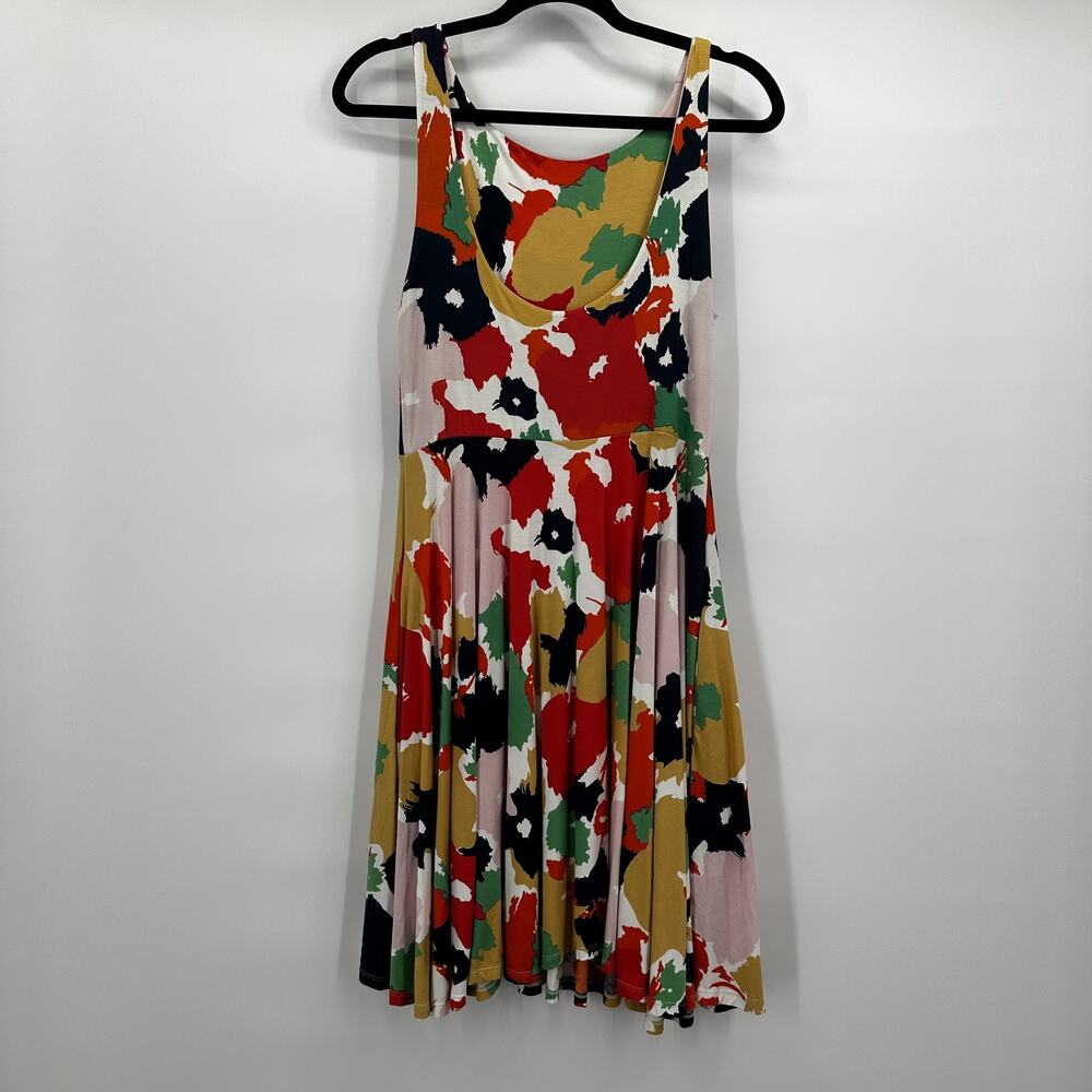 Bel Kazan Dress Womens Small Multicolor Abstract Print Sleeveless Fit Flare Tank